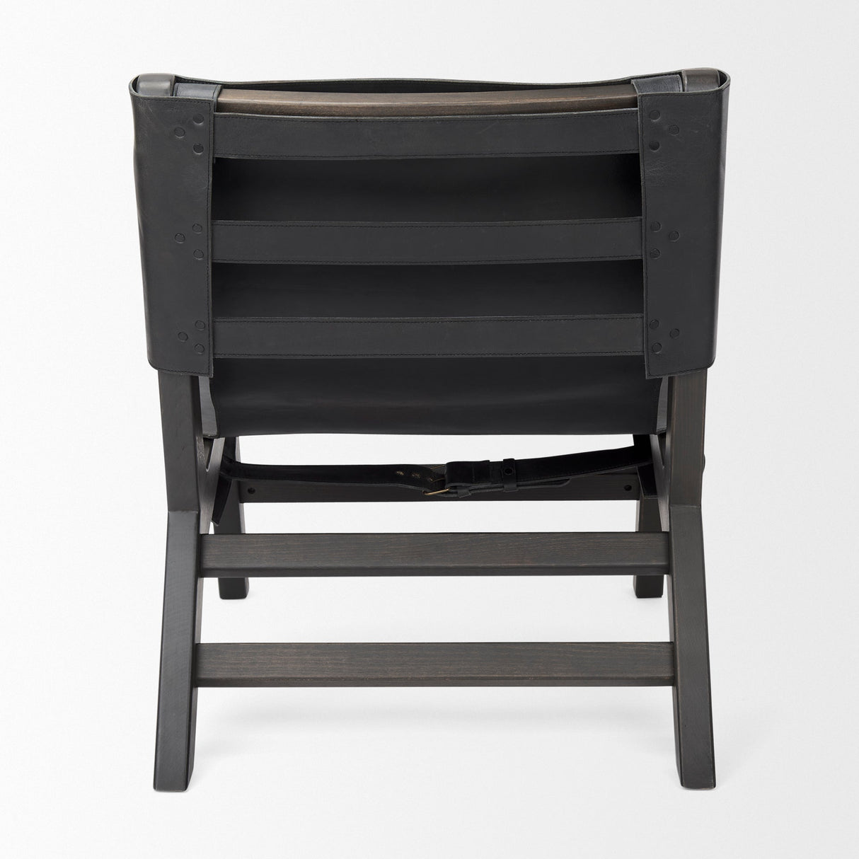 Elodie 24.4L x 33.9W x 30.7H Black Leather W/Black Stain Beech Wood Frame Accent Chair by Mercana at Eve Furniture