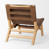 Elodie 24.4L x 33.9W x 30.7H Brown Leather W/Natural Beech Wood Frame Accent Chair by Mercana at Eve Furniture