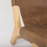 Elodie 24.4L x 33.9W x 30.7H Brown Leather W/Natural Beech Wood Frame Accent Chair by Mercana at Eve Furniture