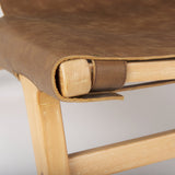 Elodie 24.4L x 33.9W x 30.7H Brown Leather W/Natural Beech Wood Frame Accent Chair by Mercana at Eve Furniture