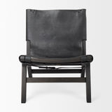 Elodie Black Leather W/Black Stain Beech Wood Frame Accent Chair by Mercana at Eve Furniture