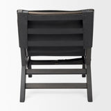 Elodie Black Leather W/Black Stain Beech Wood Frame Accent Chair by Mercana at Eve Furniture