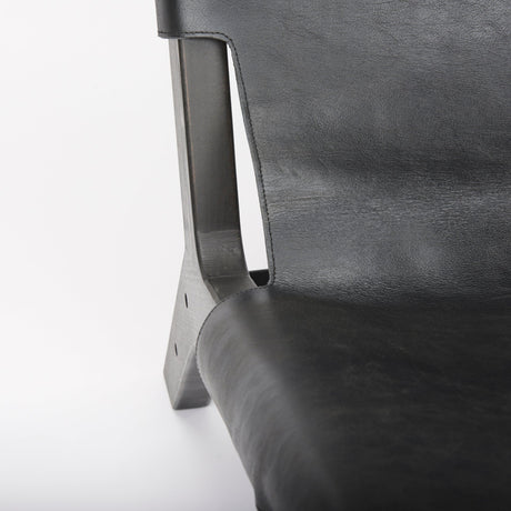 Elodie Black Leather W/Black Stain Beech Wood Frame Accent Chair by Mercana at Eve Furniture