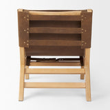 Elodie Brown Leather W/Natural Beech Wood Frame Accent Chair by Mercana at Eve Furniture