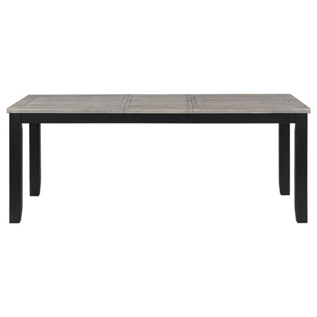 Elodie Gray and Black Rectangular Dining Table with Extension Leaf by Coaster at Eve Furniture