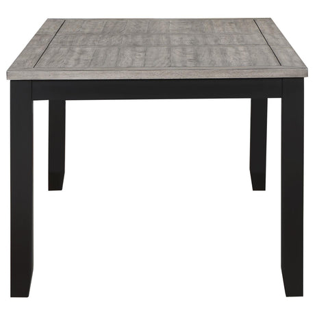 Elodie Gray and Black Rectangular Dining Table with Extension Leaf by Coaster at Eve Furniture