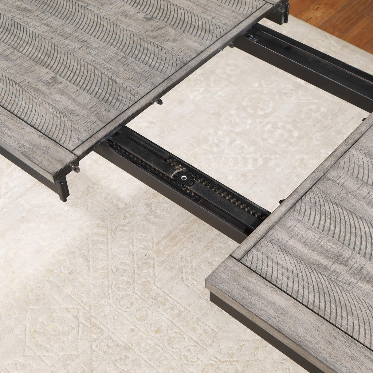 Elodie Gray and Black Rectangular Dining Table with Extension Leaf by Coaster at Eve Furniture