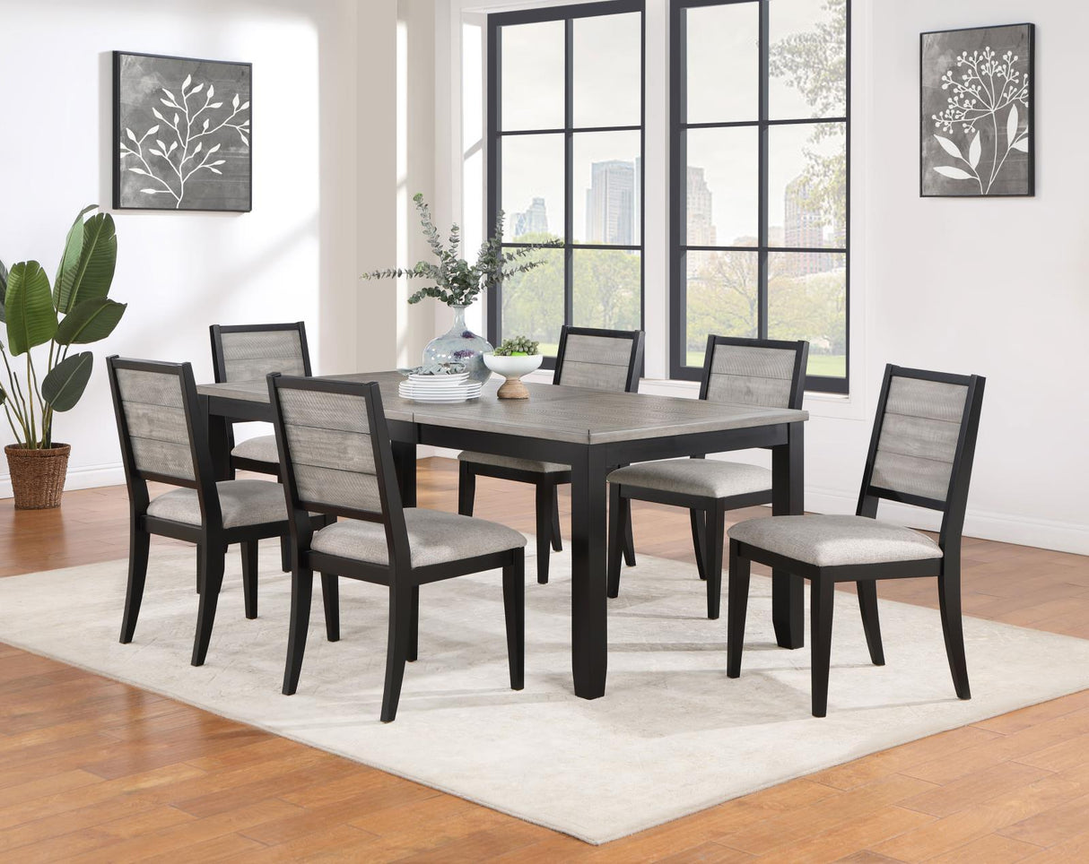 Elodie Gray and Black Rectangular Dining Table with Extension Leaf by Coaster at Eve Furniture