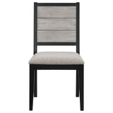 Elodie Upholstered Padded Seat Dining Side Chair Dove Grey and Black (Set of 2) by Coaster at Eve Furniture