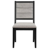 Elodie Upholstered Padded Seat Dining Side Chair Dove Grey and Black (Set of 2) by Coaster at Eve Furniture