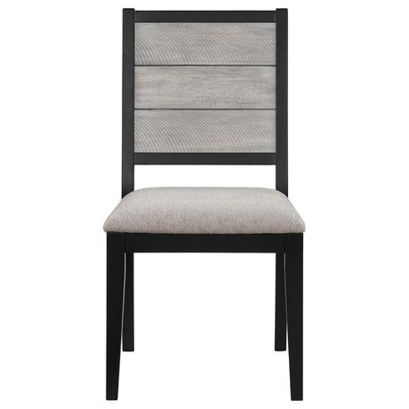 Elodie Upholstered Padded Seat Dining Side Chair Dove Grey and Black (Set of 2) by Coaster at Eve Furniture