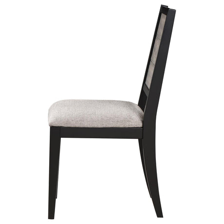 Elodie Upholstered Padded Seat Dining Side Chair Dove Grey and Black (Set of 2) by Coaster at Eve Furniture