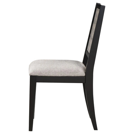Elodie Upholstered Padded Seat Dining Side Chair Dove Grey and Black (Set of 2) by Coaster at Eve Furniture