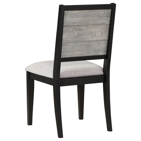 Elodie Upholstered Padded Seat Dining Side Chair Dove Grey and Black (Set of 2) by Coaster at Eve Furniture