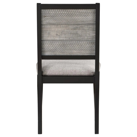 Elodie Upholstered Padded Seat Dining Side Chair Dove Grey and Black (Set of 2) by Coaster at Eve Furniture