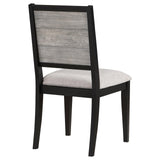 Elodie Upholstered Padded Seat Dining Side Chair Dove Grey and Black (Set of 2) by Coaster at Eve Furniture