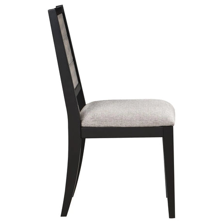 Elodie Upholstered Padded Seat Dining Side Chair Dove Grey and Black (Set of 2) by Coaster at Eve Furniture