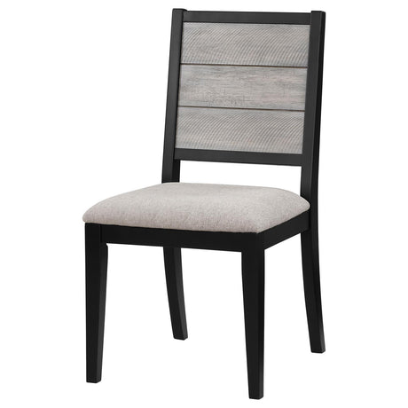Elodie Upholstered Padded Seat Dining Side Chair Dove Grey and Black (Set of 2) by Coaster at Eve Furniture