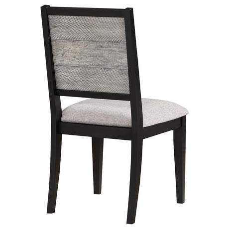 Elodie Upholstered Padded Seat Dining Side Chair Dove Grey and Black (Set of 2) by Coaster at Eve Furniture