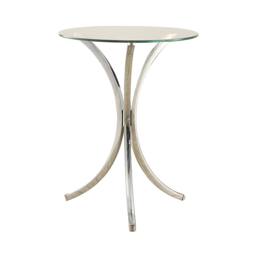 Eloise Chrome Round Accent Table with Curved Legs by Coaster at Eve Furniture