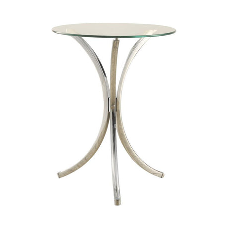 Eloise Chrome Round Accent Table with Curved Legs by Coaster at Eve Furniture