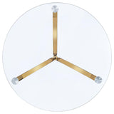 Eloise Gold Round Glass Top Curved Metal Side Table by Coaster at Eve Furniture
