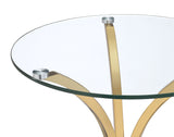 Eloise Gold Round Glass Top Curved Metal Side Table by Coaster at Eve Furniture