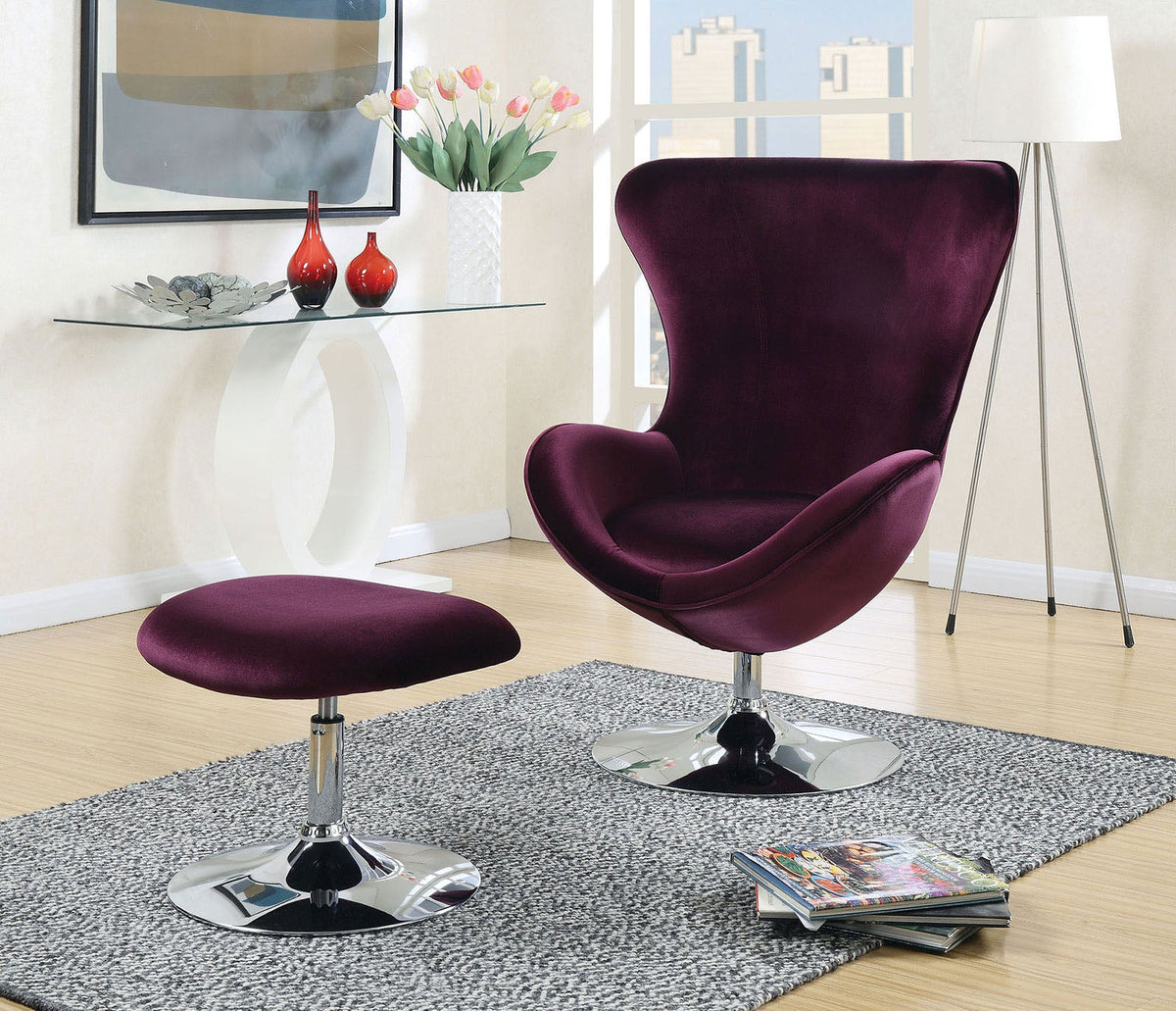 Eloise Purple Chair w/ Ottoman by Furniture of America at Eve Furniture