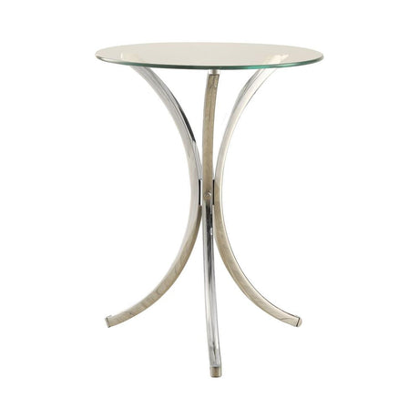 Eloise Chrome Round Accent Table with Curved Legs