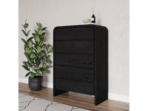 Elora Five Drawer Chest in Jet Black Ash by Modus Furniture at Eve Furniture