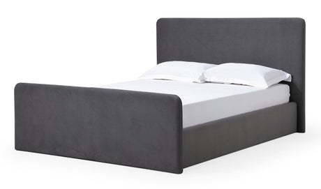 Elora Fully Upholstered Queen Platform Bed in Charcoal Velvet by Modus Furniture at Eve Furniture