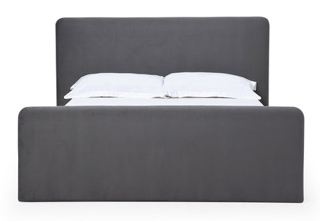 Elora Fully Upholstered Queen Platform Bed in Charcoal Velvet by Modus Furniture at Eve Furniture