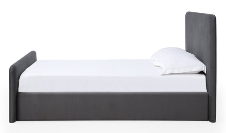 Elora Fully Upholstered Queen Platform Bed in Charcoal Velvet by Modus Furniture at Eve Furniture
