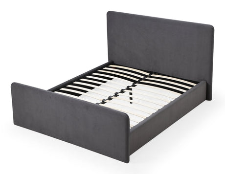 Elora Fully Upholstered Queen Platform Bed in Charcoal Velvet by Modus Furniture at Eve Furniture
