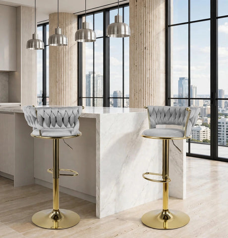 Elora Gray Adjustable Barstool (Set of 2) by Happy Homes at Eve Furniture