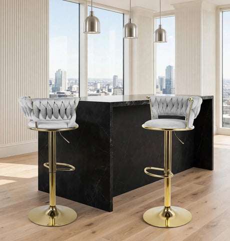 Elora Gray Adjustable Barstool (Set of 2) by Happy Homes at Eve Furniture