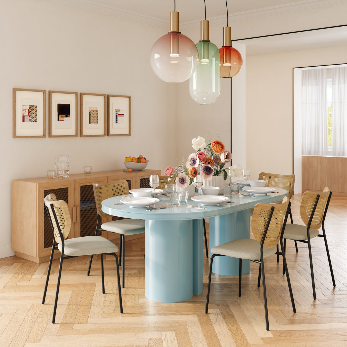 Elora Lacquer 79" Oval Dining Table by TOV Furniture at Eve Furniture
