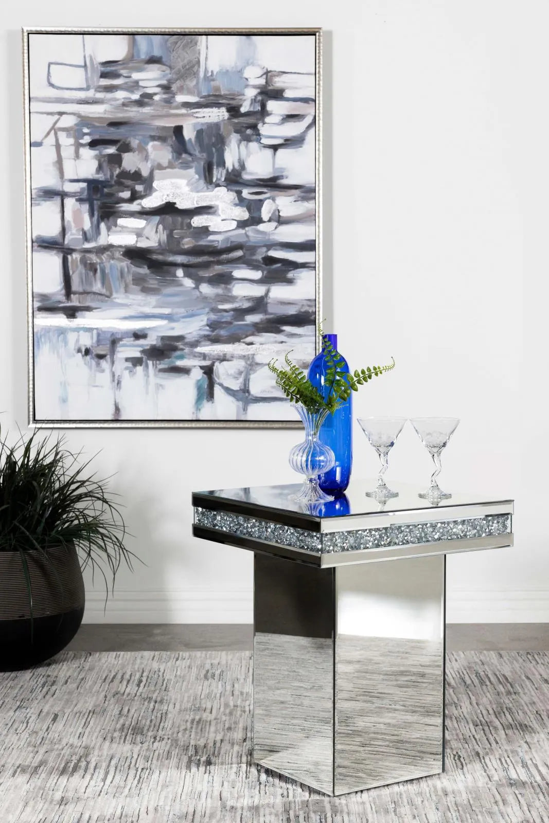 Elora Mirror Pedestal Square Top Accent Table by Coaster at Eve Furniture