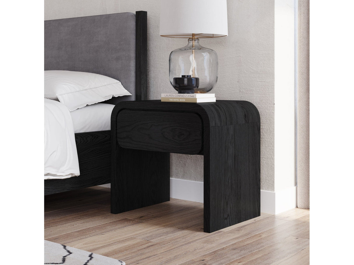 Elora One Drawer Nightstand in Jet Black Ash by Modus Furniture at Eve Furniture