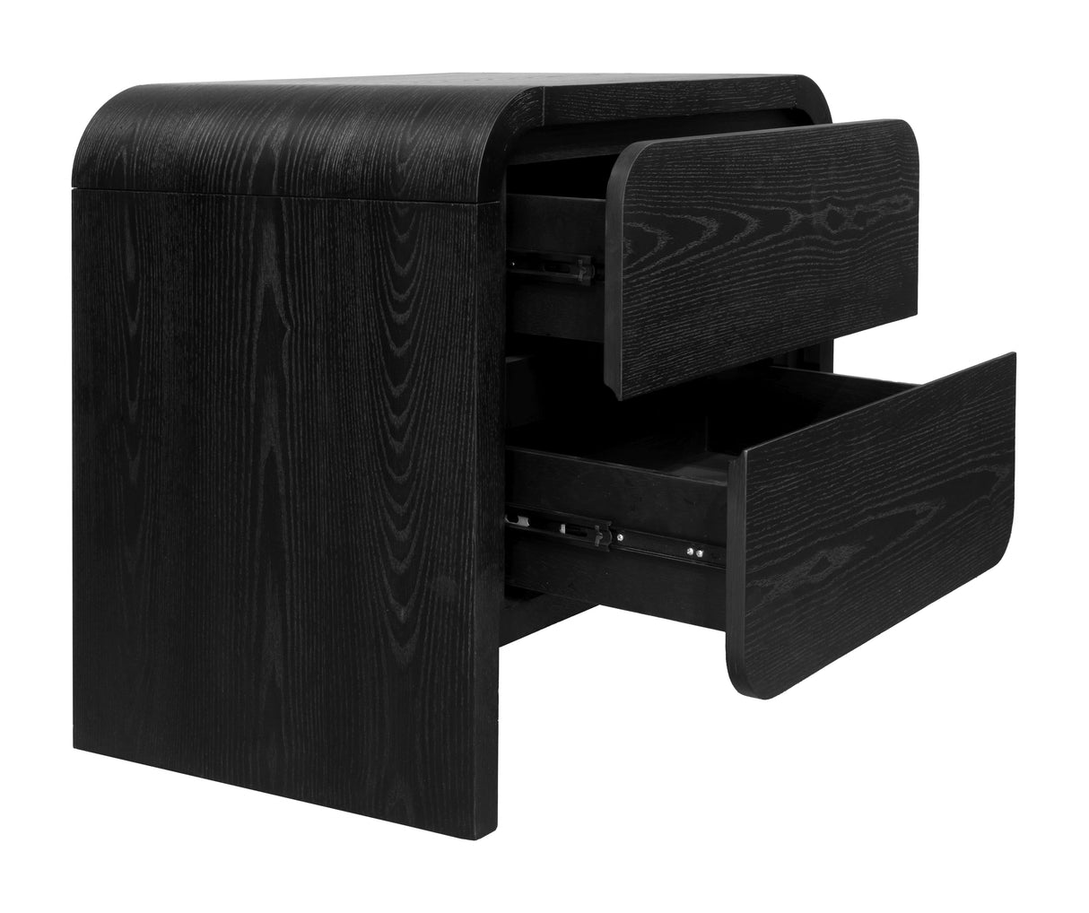 Elora Two Drawer Nightstand in Jet Black Ash by Modus Furniture at Eve Furniture