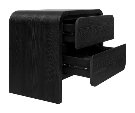 Elora Two Drawer Nightstand in Jet Black Ash by Modus Furniture at Eve Furniture