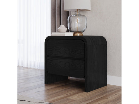 Elora Two Drawer Nightstand in Jet Black Ash by Modus Furniture at Eve Furniture