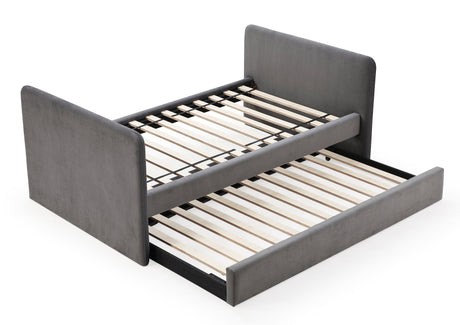 Elora Upholstered Daybed with Trundle in Charcoal Velvet by Modus Furniture at Eve Furniture