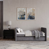 Elora Upholstered Daybed with Trundle in Charcoal Velvet
