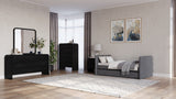 Elora Upholstered Daybed with Trundle in Charcoal Velvet