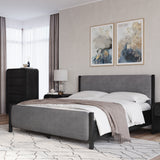 Elora Wood and Velvet California King Upholstered Bed in Jet and Charcoal by Modus Furniture at Eve Furniture