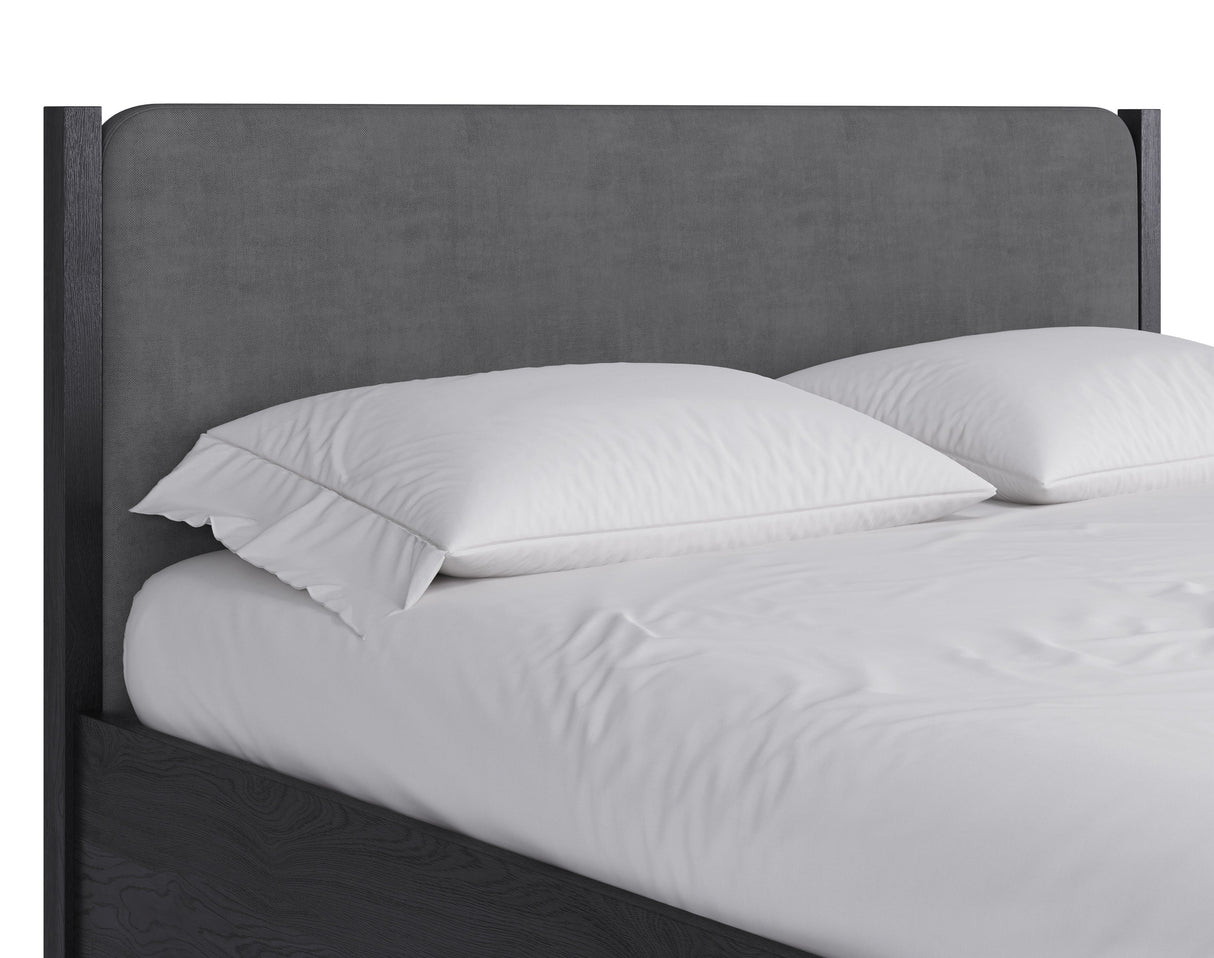 Elora Wood and Velvet California King Upholstered Bed in Jet and Charcoal by Modus Furniture at Eve Furniture