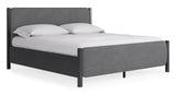 Elora Wood and Velvet Eastern King Upholstered Bed in Jet and Charcoal by Modus Furniture at Eve Furniture