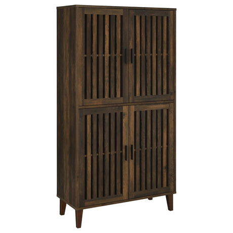 Elouise Dark Pine 4-Door Engineered Wood Tall Accent Cabinet