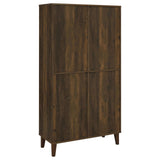 Elouise Dark Pine 4-Door Engineered Wood Tall Accent Cabinet